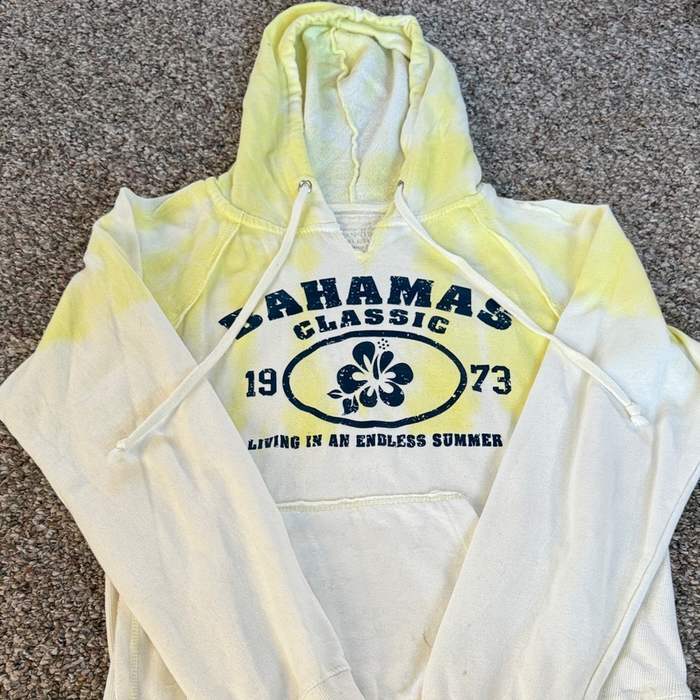 Ocean Drive Athletics Vintage Yellow and White Bahamas Classic Hoodie